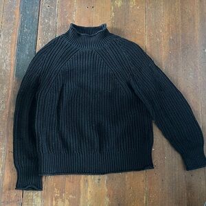 J Crew Relaxed Rollneck™ sweater cotton black pullover knit size Medium